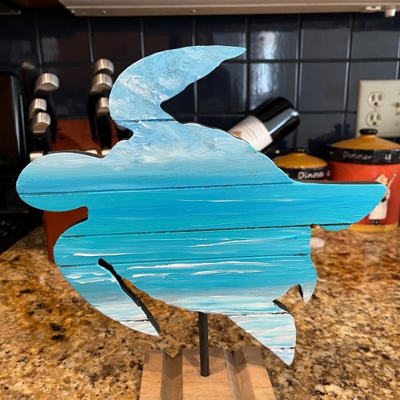 Other - Hand painted beach scene on a wood turtle